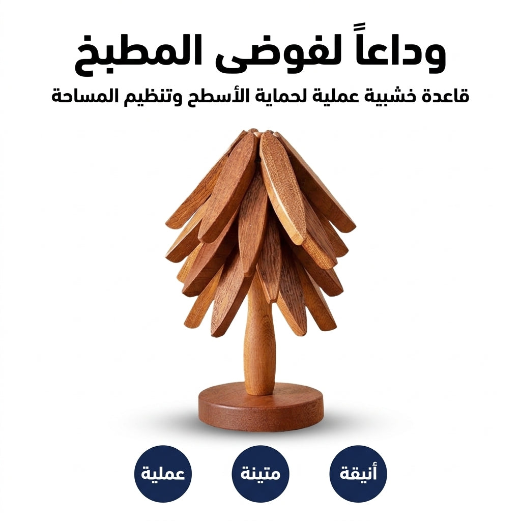 حامل صحون خشبي 4 قطع