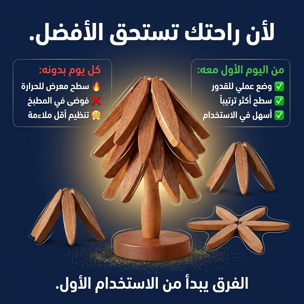 حامل صحون خشبي 4 قطع