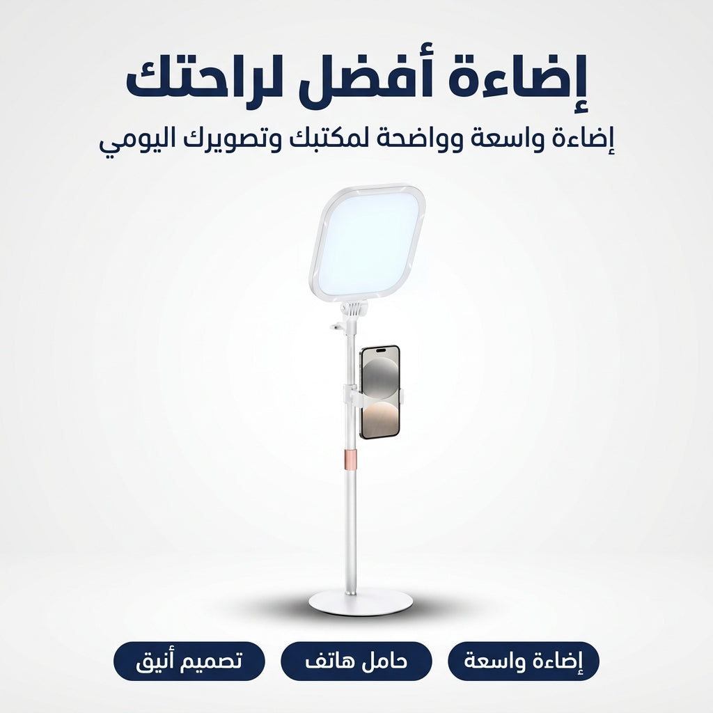 ضوء و حامل هاتف لصناعة المحتوى