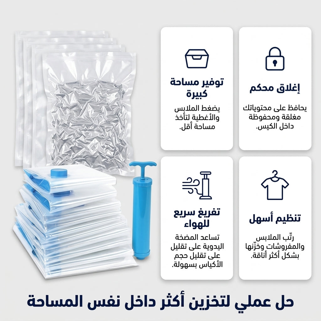 اكياس شفط الهواء 9 قطع +المضخة