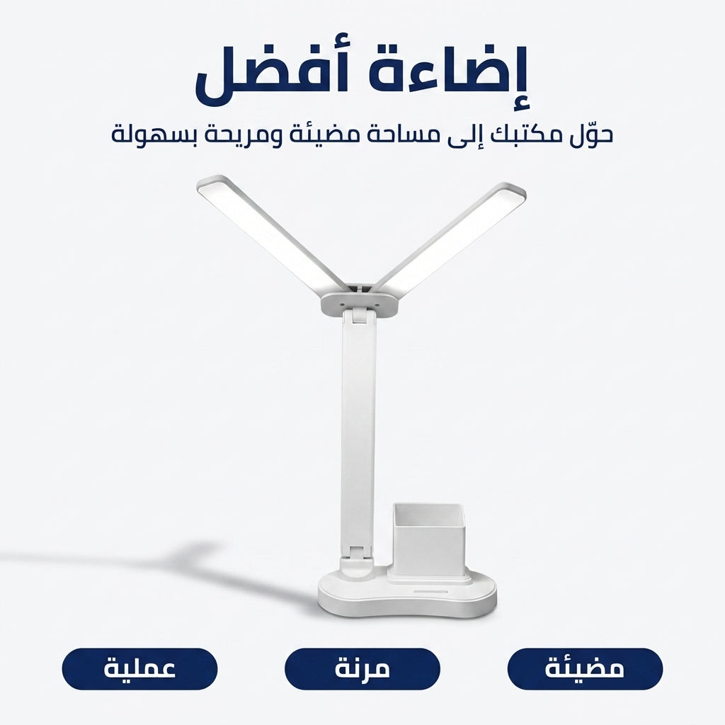 مصباح مكتبي ذو رأسين قابل للشحن