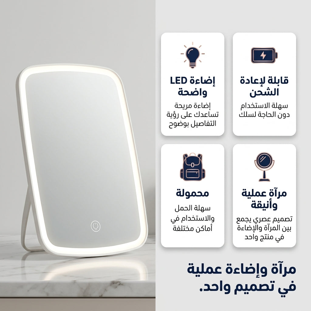 مرأاة محمولة بمصباح