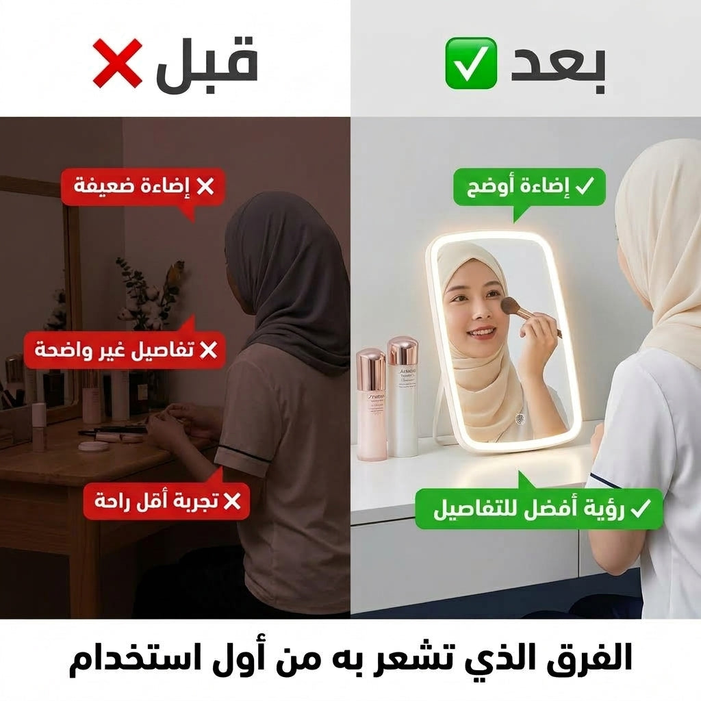 مرأاة محمولة بمصباح