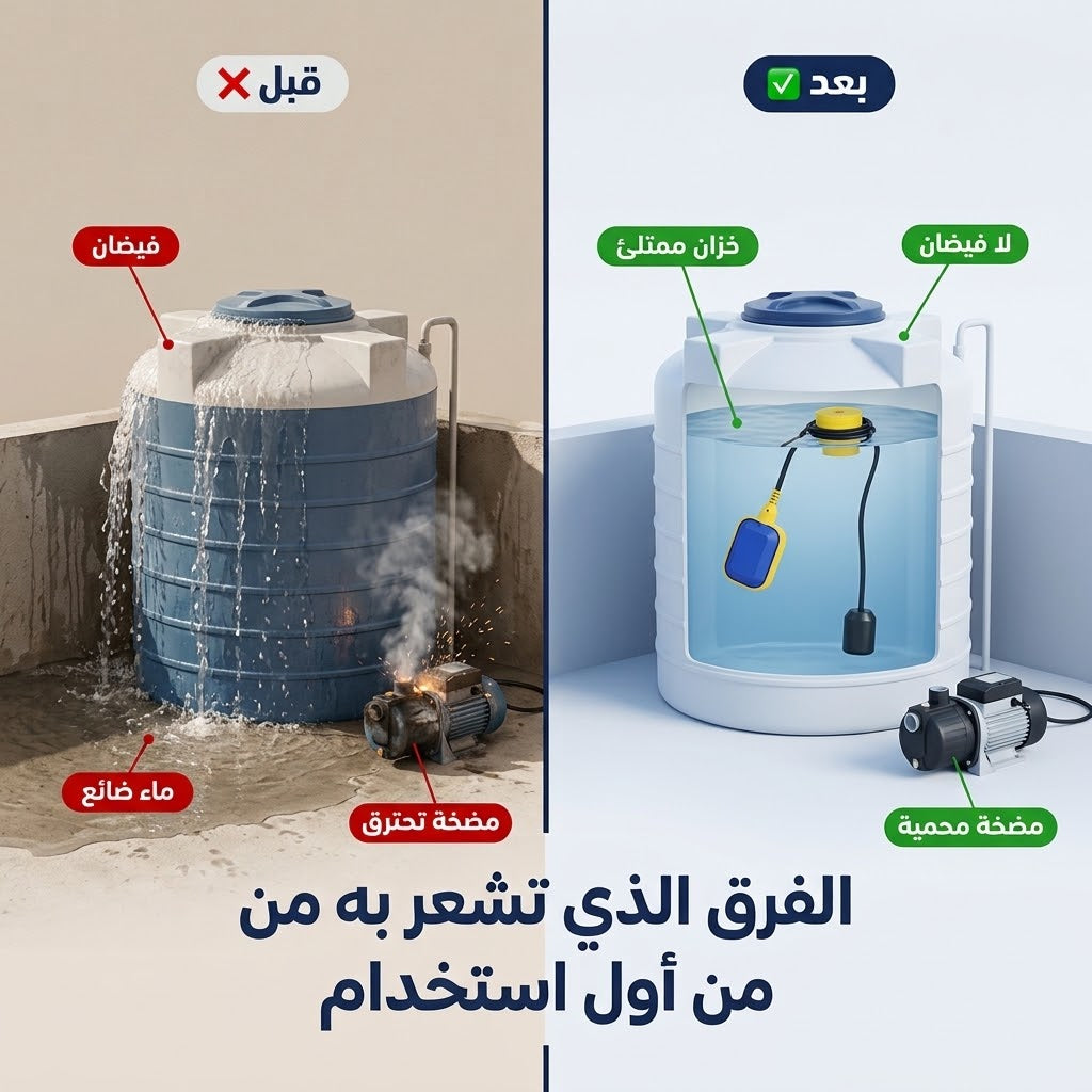 عوامة كهربائية لخزان الماء تشغل وتطفئ المضخة وحدها