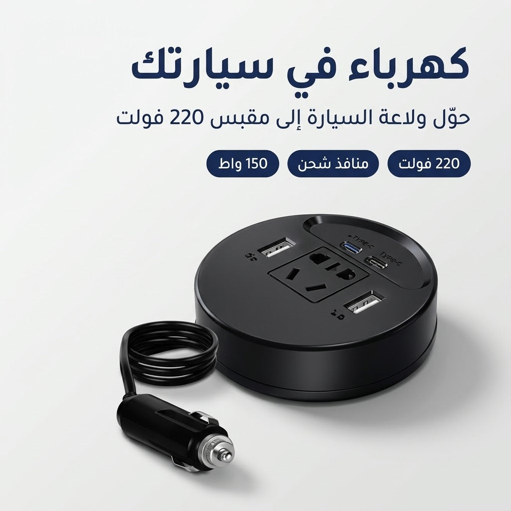 محول كهرباء للسيارة 220V + USB