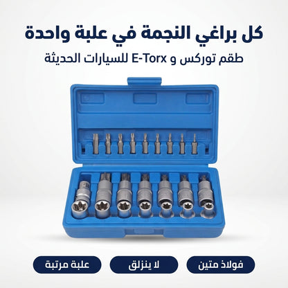 طقم مفاتيح توركس و E-Torx مع علبة