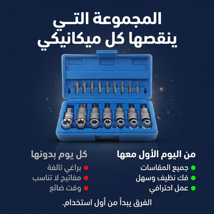 طقم مفاتيح توركس و E-Torx مع علبة