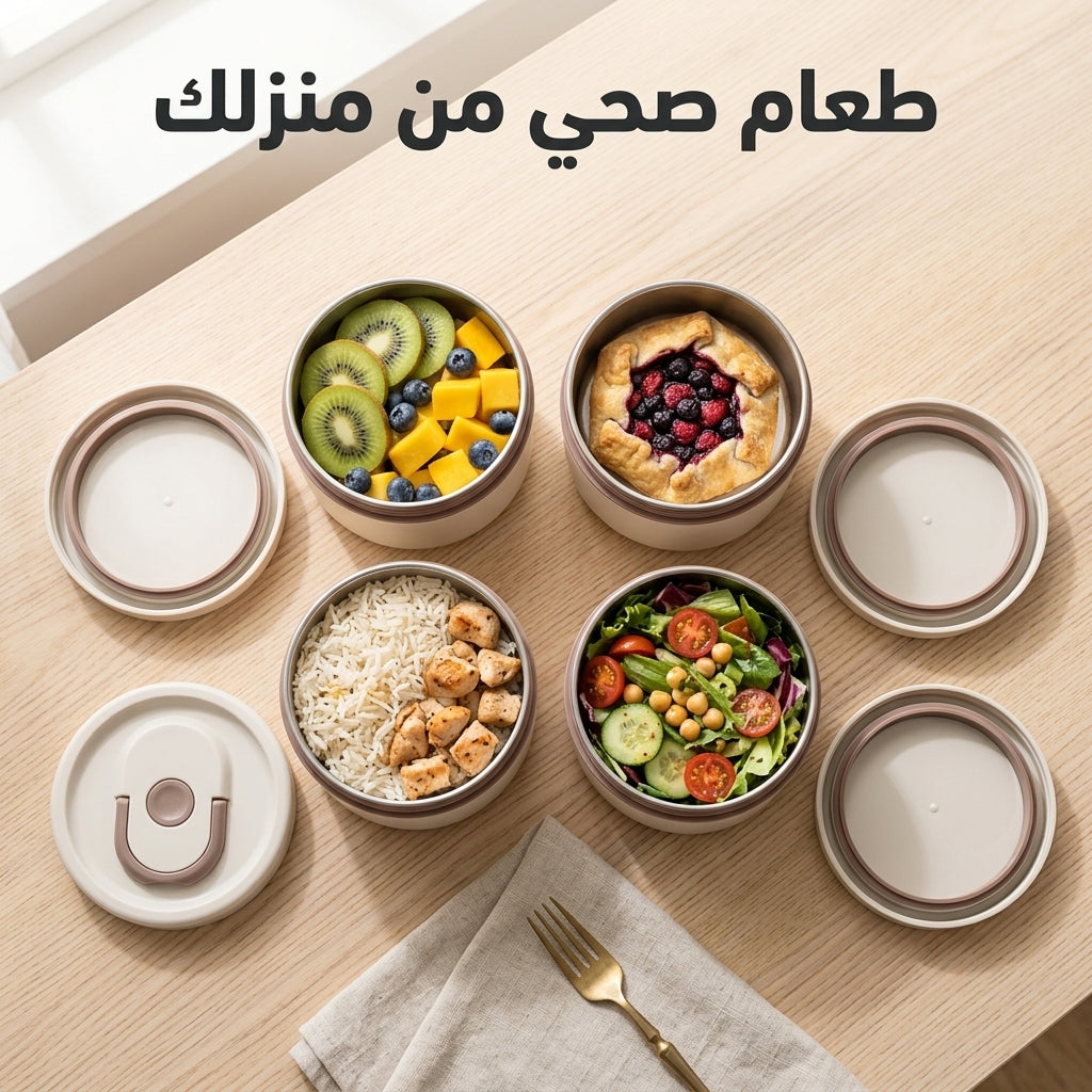 علبة غداء حرارية بأربع حافظات